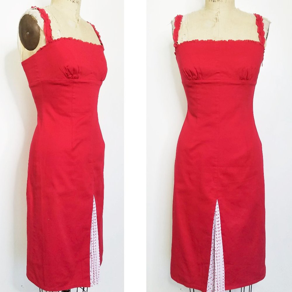 RED Valentino Womens Marilyn 50s Style Sleeveless Dress Lipstick Red 40